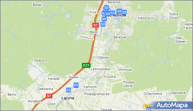 mapa Ostojów, Ostojów na mapie Targeo