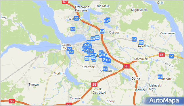 mapa Ostróda, Ostróda na mapie Targeo