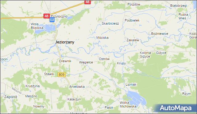 mapa Ostrów gmina Michów, Ostrów gmina Michów na mapie Targeo