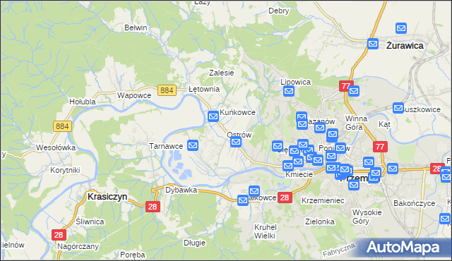 mapa Ostrów gmina Przemyśl, Ostrów gmina Przemyśl na mapie Targeo