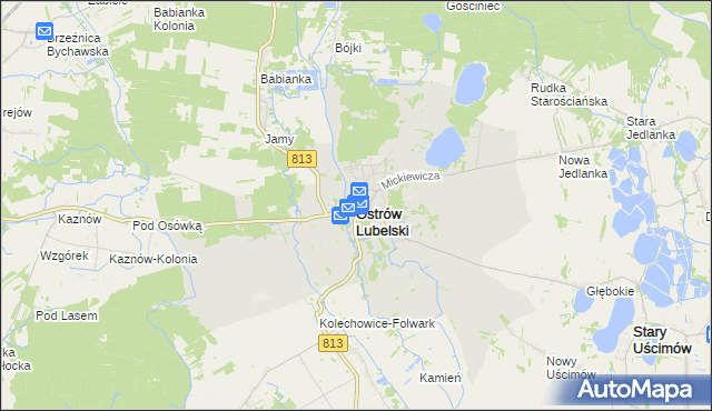 mapa Ostrów Lubelski, Ostrów Lubelski na mapie Targeo