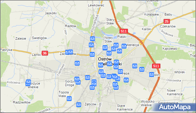 mapa Ostrów Wielkopolski, Ostrów Wielkopolski na mapie Targeo