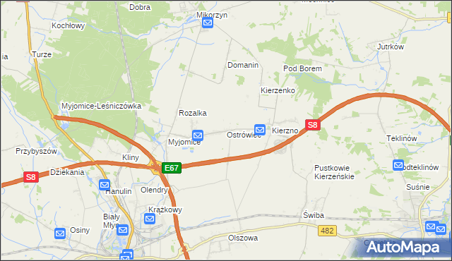 mapa Ostrówiec gmina Kępno, Ostrówiec gmina Kępno na mapie Targeo