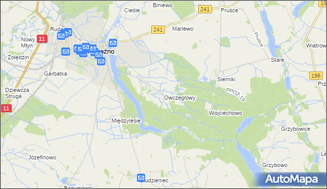 mapa Owczegłowy, Owczegłowy na mapie Targeo