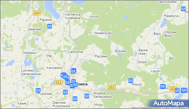 mapa Paczewo, Paczewo na mapie Targeo