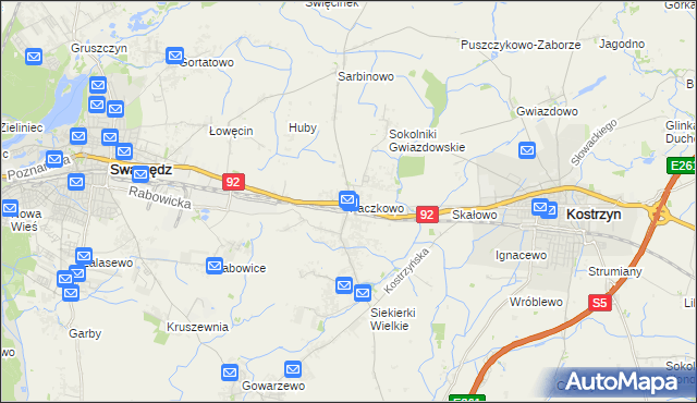 mapa Paczkowo gmina Swarzędz, Paczkowo gmina Swarzędz na mapie Targeo
