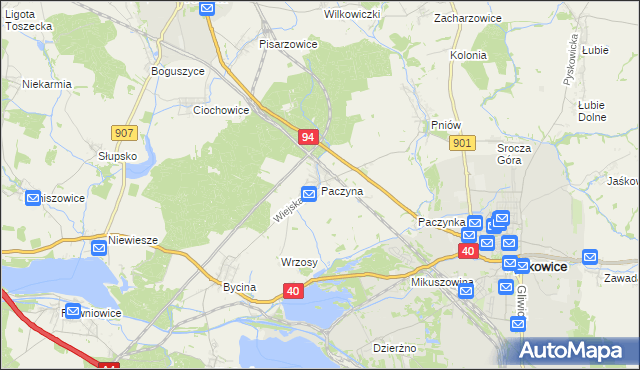 mapa Paczyna, Paczyna na mapie Targeo