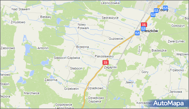 mapa Pakosławsko, Pakosławsko na mapie Targeo