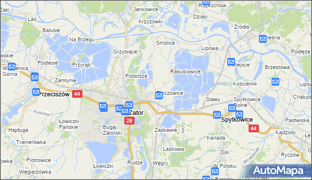 mapa Palczowice, Palczowice na mapie Targeo