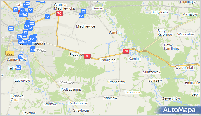 mapa Pamiętna, Pamiętna na mapie Targeo
