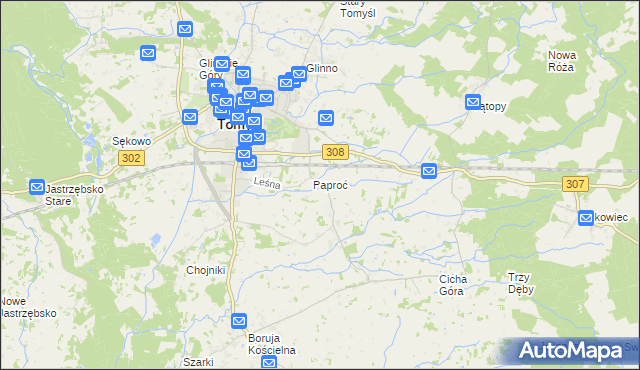 mapa Paproć, Paproć na mapie Targeo