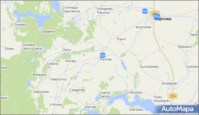 mapa Parlinek, Parlinek na mapie Targeo