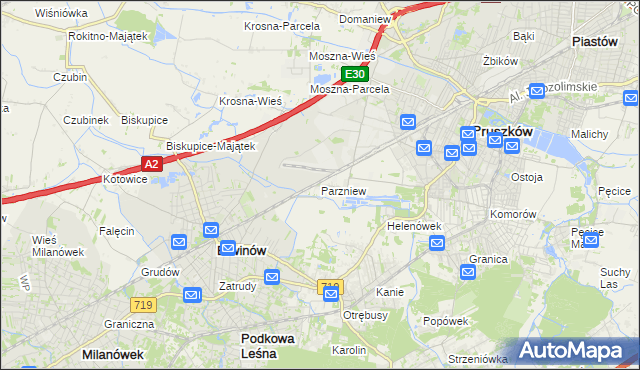 mapa Parzniew, Parzniew na mapie Targeo