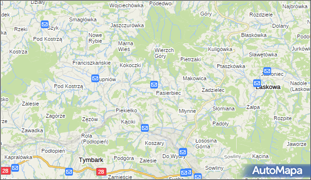 mapa Pasierbiec, Pasierbiec na mapie Targeo