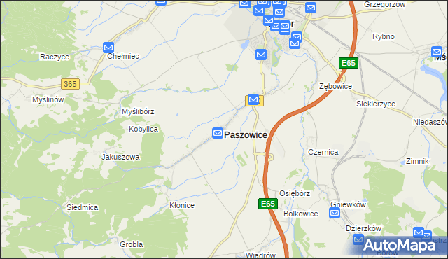 mapa Paszowice, Paszowice na mapie Targeo