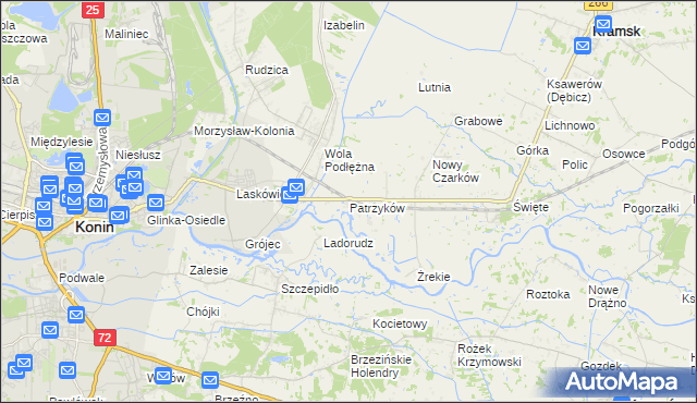 mapa Patrzyków gmina Kramsk, Patrzyków gmina Kramsk na mapie Targeo