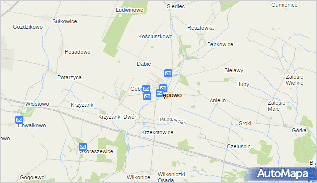mapa Pępowo powiat gostyński, Pępowo powiat gostyński na mapie Targeo