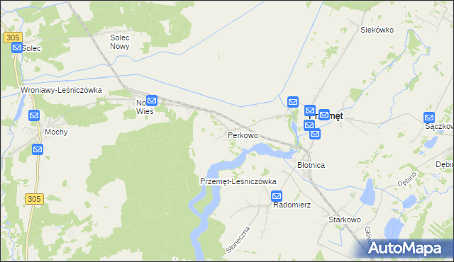 mapa Perkowo gmina Przemęt, Perkowo gmina Przemęt na mapie Targeo
