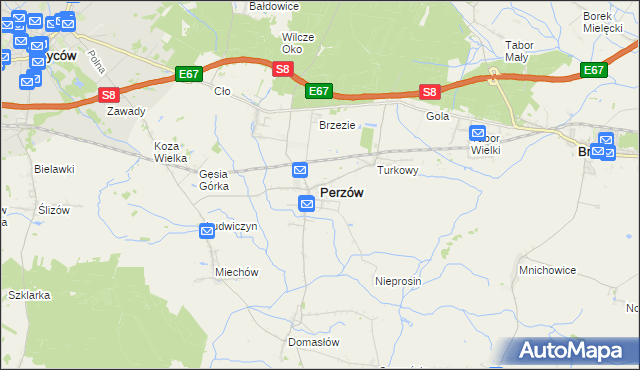 mapa Perzów, Perzów na mapie Targeo