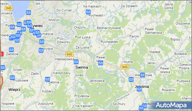 mapa Pewel Mała, Pewel Mała na mapie Targeo