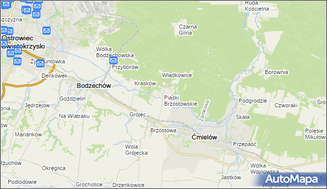 mapa Piaski Brzóstowskie, Piaski Brzóstowskie na mapie Targeo