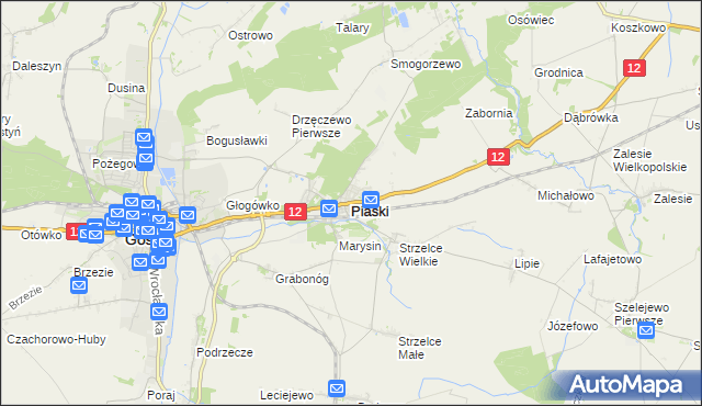 mapa Piaski powiat gostyński, Piaski powiat gostyński na mapie Targeo