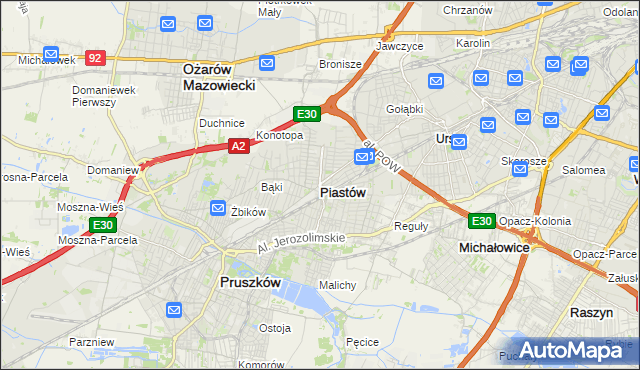 mapa Piastów powiat pruszkowski, Piastów powiat pruszkowski na mapie Targeo