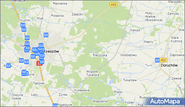 mapa Pieczyska gmina Doruchów, Pieczyska gmina Doruchów na mapie Targeo