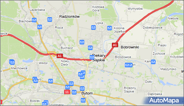 mapa Piekary Śląskie, Piekary Śląskie na mapie Targeo