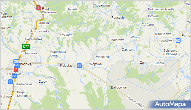 mapa Piekielnik, Piekielnik na mapie Targeo