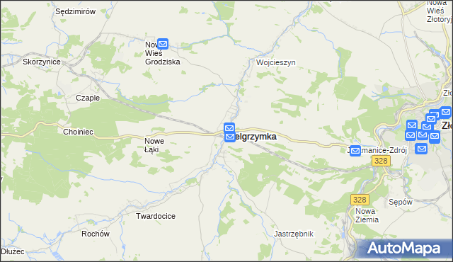 mapa Pielgrzymka powiat złotoryjski, Pielgrzymka powiat złotoryjski na mapie Targeo
