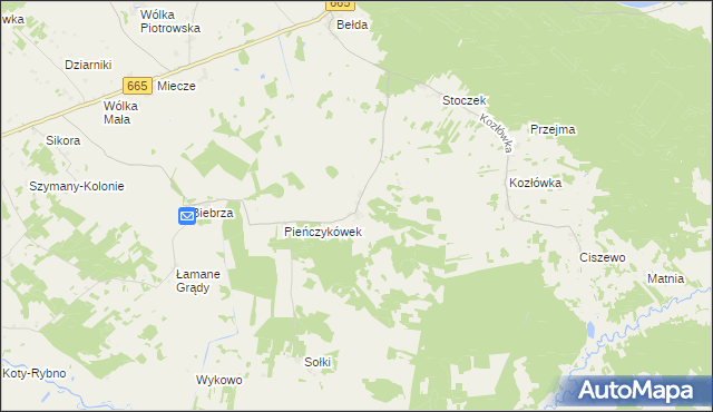 mapa Pieńczykowo, Pieńczykowo na mapie Targeo