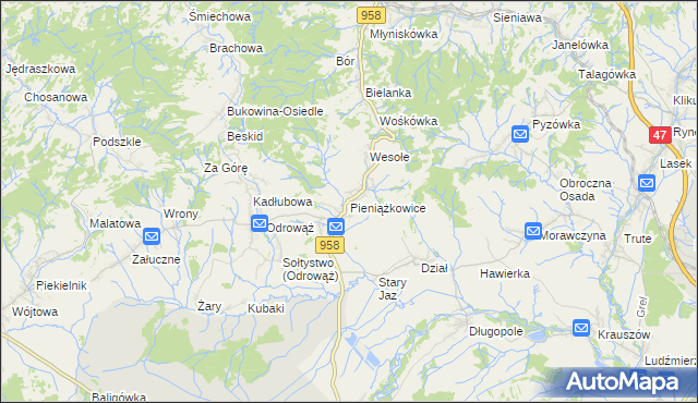 mapa Pieniążkowice, Pieniążkowice na mapie Targeo