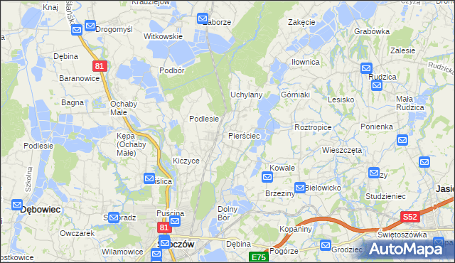 mapa Pierściec, Pierściec na mapie Targeo