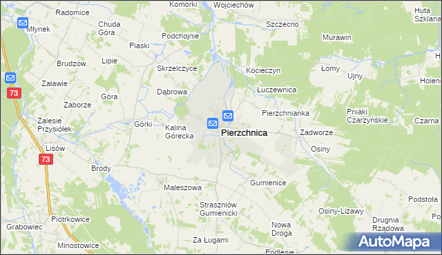 mapa Pierzchnica powiat kielecki, Pierzchnica powiat kielecki na mapie Targeo