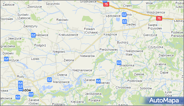 mapa Pierzchów, Pierzchów na mapie Targeo