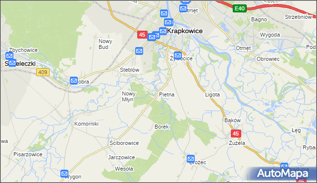 mapa Pietna, Pietna na mapie Targeo