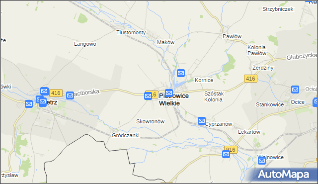 mapa Pietrowice Wielkie, Pietrowice Wielkie na mapie Targeo