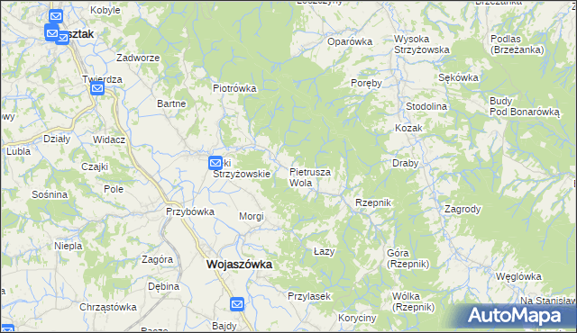 mapa Pietrusza Wola, Pietrusza Wola na mapie Targeo