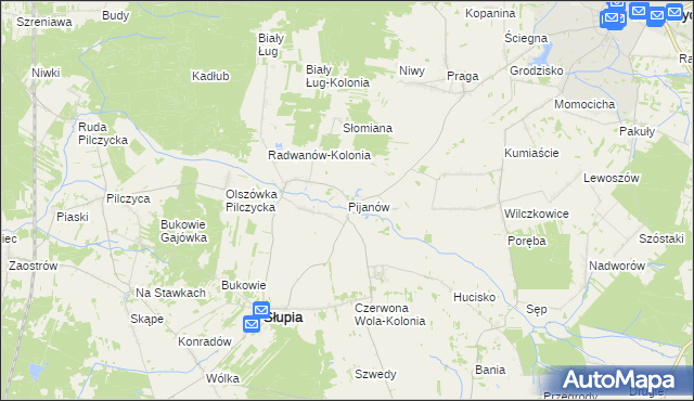 mapa Pijanów, Pijanów na mapie Targeo