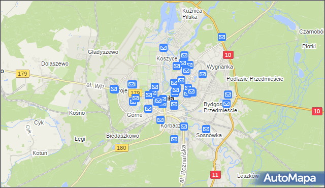 mapa Piły, Piła na mapie Targeo