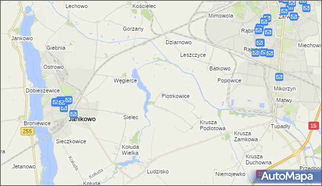 mapa Piotrkowice gmina Inowrocław, Piotrkowice gmina Inowrocław na mapie Targeo