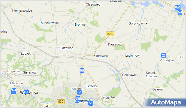 mapa Piotrowice gmina Nałęczów, Piotrowice gmina Nałęczów na mapie Targeo