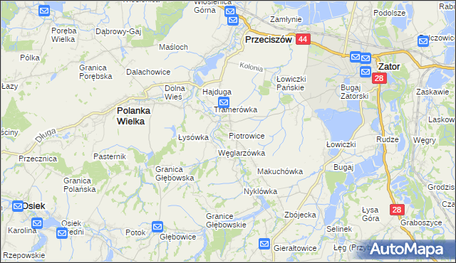 mapa Piotrowice gmina Przeciszów, Piotrowice gmina Przeciszów na mapie Targeo