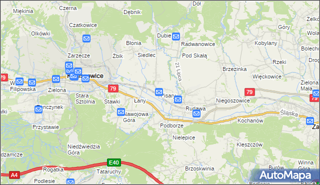mapa Pisary gmina Zabierzów, Pisary gmina Zabierzów na mapie Targeo