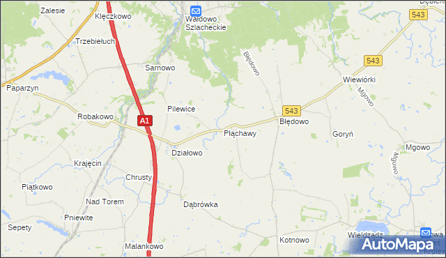 mapa Płąchawy, Płąchawy na mapie Targeo