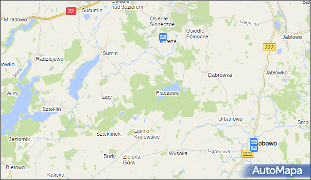 mapa Płaczewo gmina Starogard Gdański, Płaczewo gmina Starogard Gdański na mapie Targeo