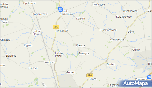 mapa Pławna gmina Strzelin, Pławna gmina Strzelin na mapie Targeo