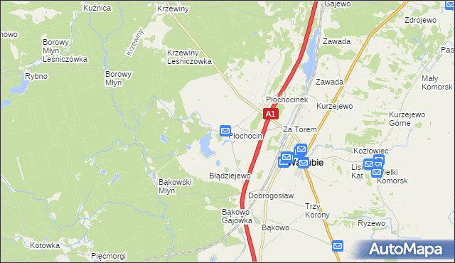mapa Płochocin gmina Warlubie, Płochocin gmina Warlubie na mapie Targeo