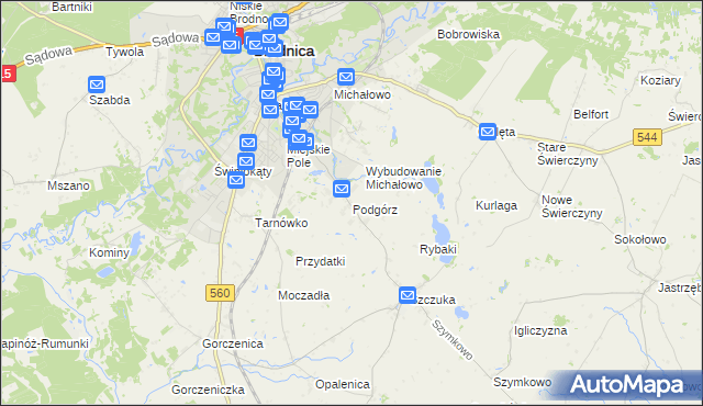 mapa Podgórz gmina Brodnica, Podgórz gmina Brodnica na mapie Targeo